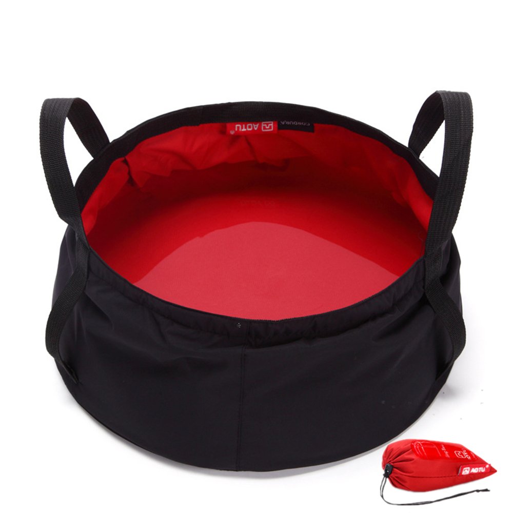 Rayami 7.5L Lightweight Portable Folding Wash Basin Wash Bowl Multi-Functional Collapsible Bucket Water Bag Water Storage Collapsible Carrying Pouch Handle Bag for Outdoor Camping Fishing