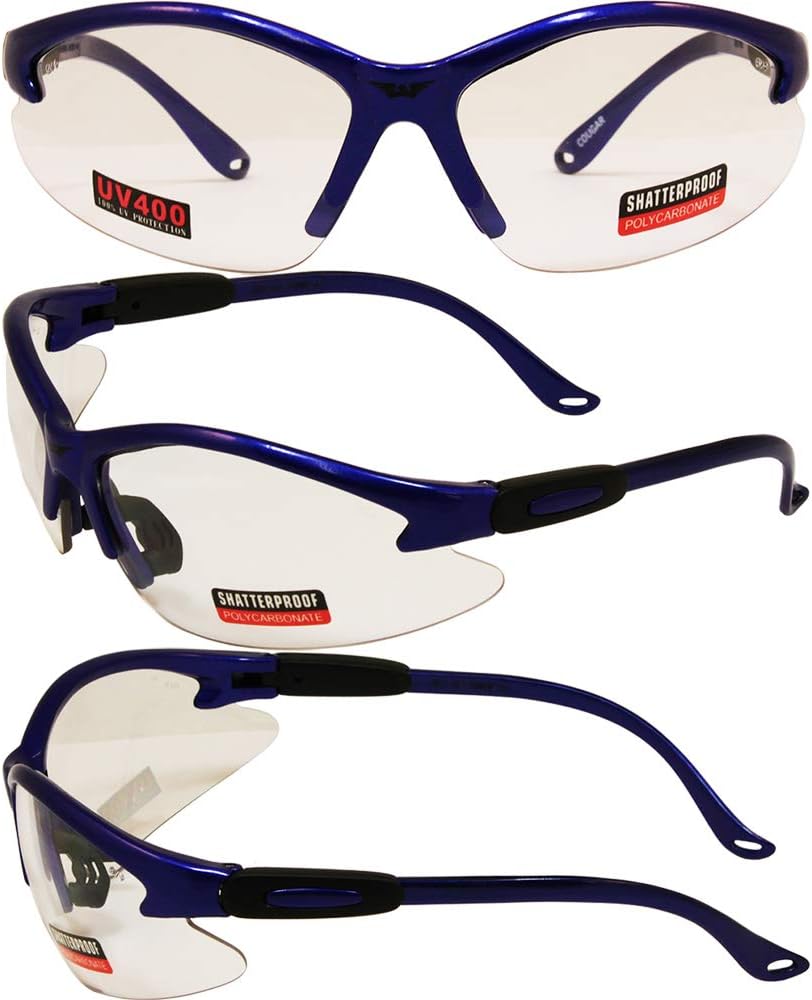 Global Vision Cougar Lab & Safety Glasses Clear Lens (Blue) : Safety Glasses : Sports & Outdoors
