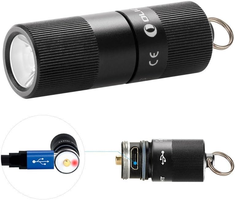 Olight Rechargeable Keyring LED Torch i1R EOS,130 Lumens High Quality Small Lightweight Pocket Keychain Flashlight Torch, Outdoor Gear Camping Lamp for EDC Powered by Lithium-on Battery,Black