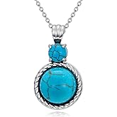 BETHZA Natural Turquoise Necklace Sterling Silver, Genuine Blue Turquoise Pendant with 925 Silver Chain for Women, Handmade Boho Stone Jewelry Gift Idea, Adjustable 18-20 inch