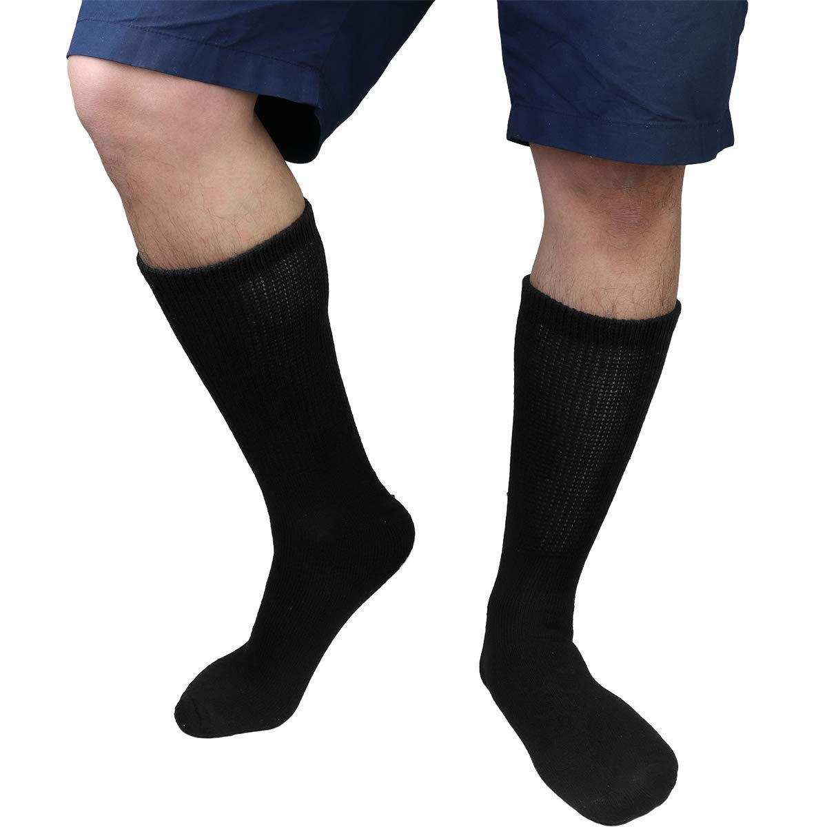 Physicians Approved Diabetic Socks For Men Women Non-Binding Loose Top Wide Crew Length