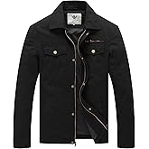 WenVen Men's Casual Canvas Cotton Military Lapel Jacket