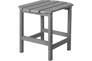 RESTCOZI Adirondack Side Table, Outdoor Side Table Weather Resistant HDPE Small Patio Table for Indoor Outdoor (Oval Table, Grey)