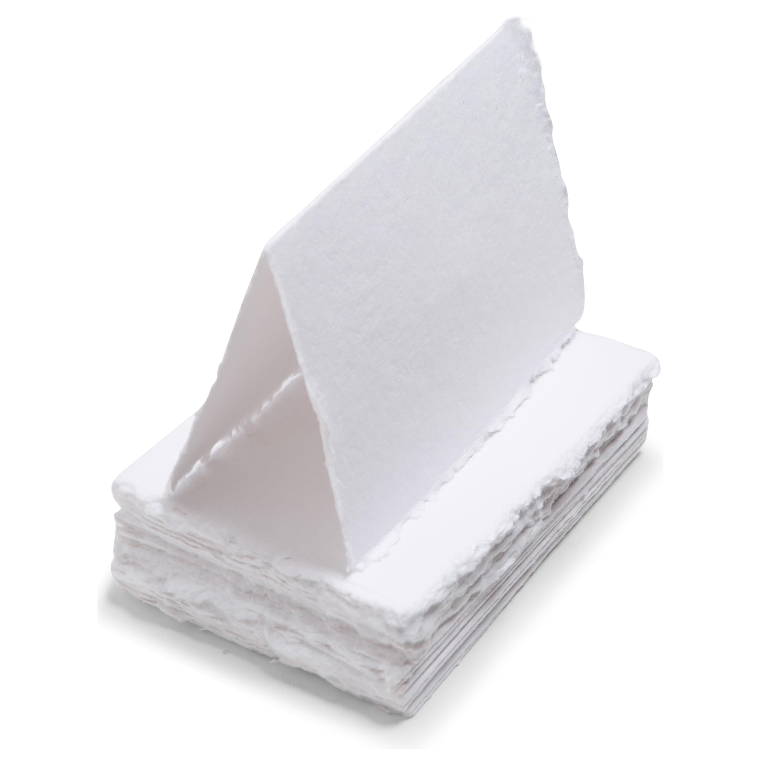 Wanderings Handmade Deckle Edge Tent Cards – Folded to 5x9 cm – 150 GSM - 50-Pack – Textured Cotton Paper – Ideal for Place Cards, Blank Name Card, Table Settings, Gift Tags, Love Notes — image 1