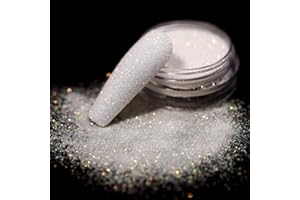 BELLECREY 4Jars Pearl Shiny Silver Nail Glitter Powder White Color Chrome Glitter Pigment Dust Iridescent Nail Gel Polishes Decoration Diamond Aurora Glitter Mermaid Chrome Nails Manicure DIY