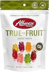 Albanese World's Best True to Fruit – Exotic Fruits Gummies, 7.75oz Bag of Candy, Individually Wrapped Soft & Chewy Candy Sna