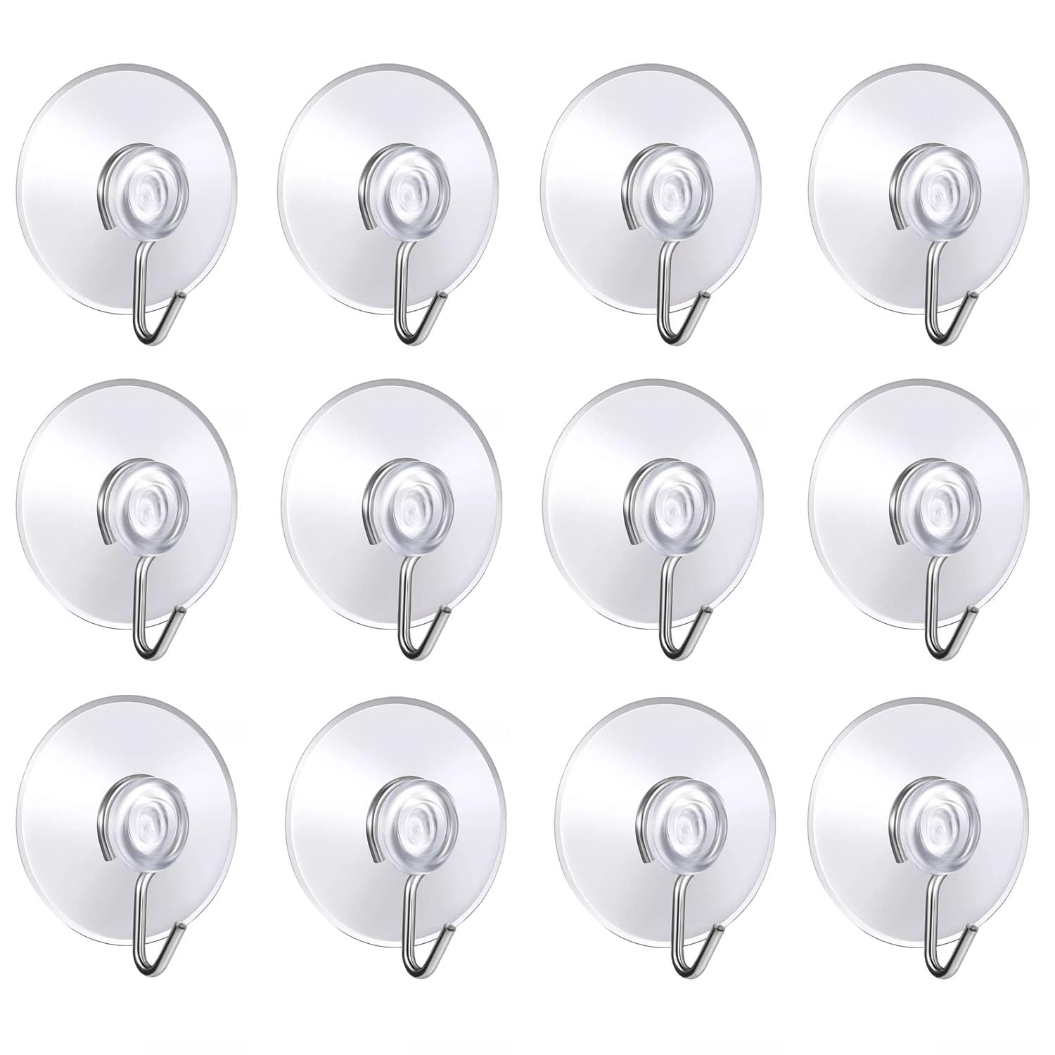 Navoys Pack of 24 40mm Suction Cup Hooks - Premium PVC Cups with Metal Hooks, Window Glass Suction Cups, Ideal for Bathrooms, Towels, Sponges, Wreaths or Kitchen Utensils (24)