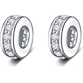 925 Sterling Silver Spacer Charm Bead with Clear CZ for Pandora Charms Bracelets