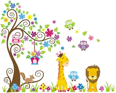 Rainbow Fox Xl Wandtattoo Wandsticker Eule Baum Giraffe Lowe Kinderzimmer Baby Amazon De Kuche Haushalt