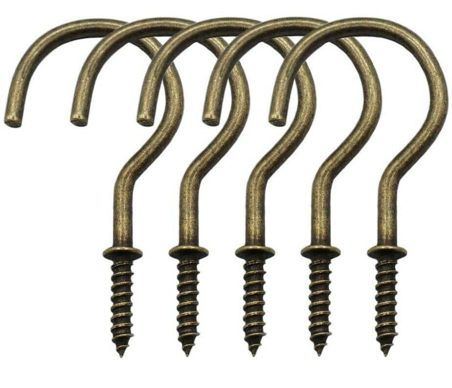 20PCS Cup Hook Metal Ceiling Hooks Multipurpose Vinyl Coated Screw-in Wall Hooks for Hanging Plants, Cups,Kitchen Hooks, Utensils, Lights and Stuff Great for Indoor & Outdoor Use (Antique Brass, 38mm)