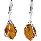 Amber Earrings - Sterling Silver and Baltic Honey Amber Earrings "Nadia" - Sterling Silver Jewelry Collection