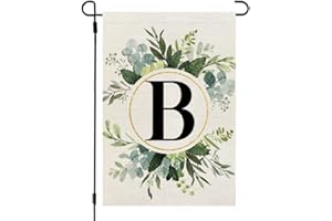 CROWNED BEAUTY Monogram Letter B Garden Flag Floral 12x18 Inch Double Sided for Outside Small Burlap Family Last Name Initial Yard Flag CF764-12