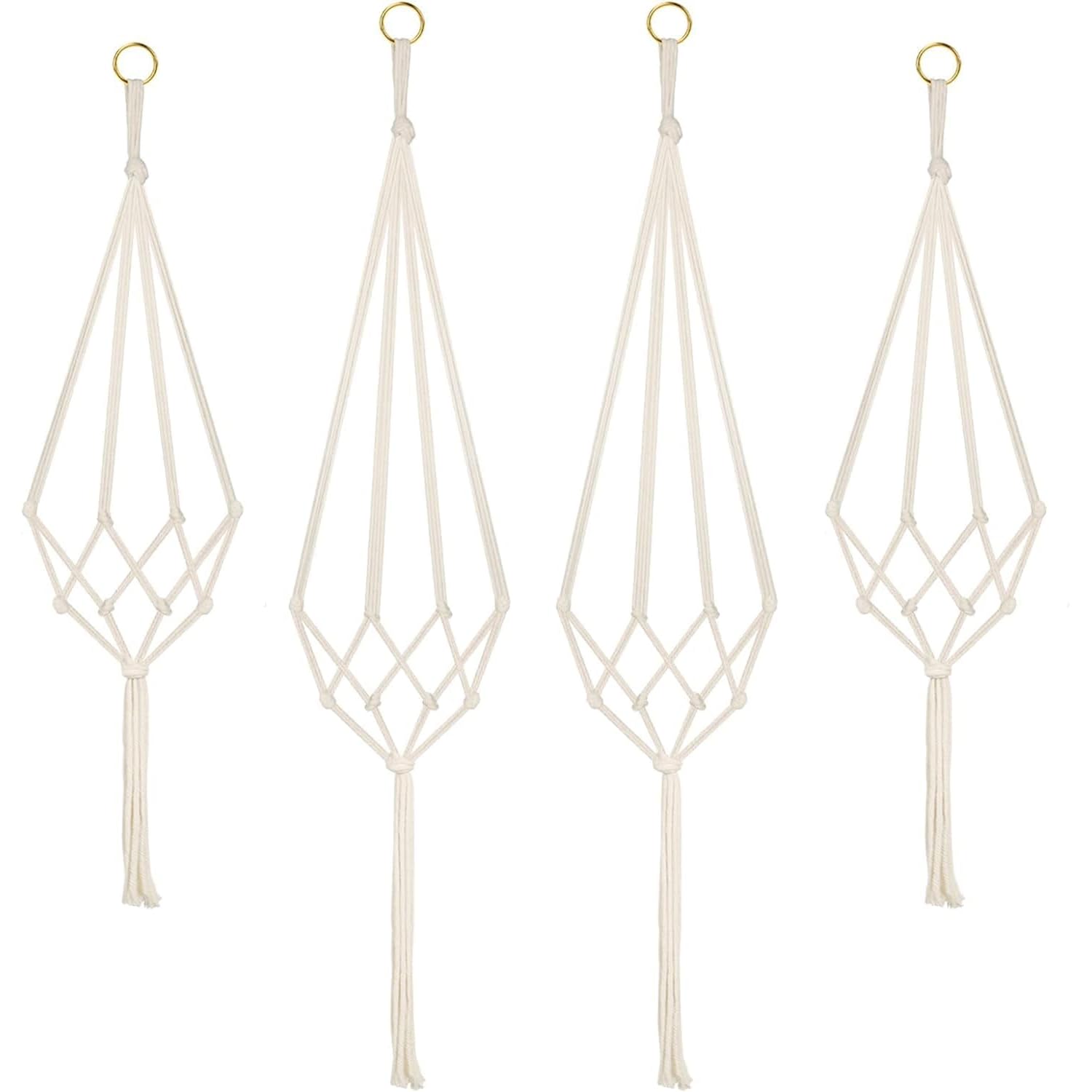 June tech Hanging Planters Baskets, 4 Pcs Cotton Rope Macrame Plant Hanger, Wall Hanging Flower Pot Holder for Indoor Outdoor Balcony Decoration - 80CM & 100CM