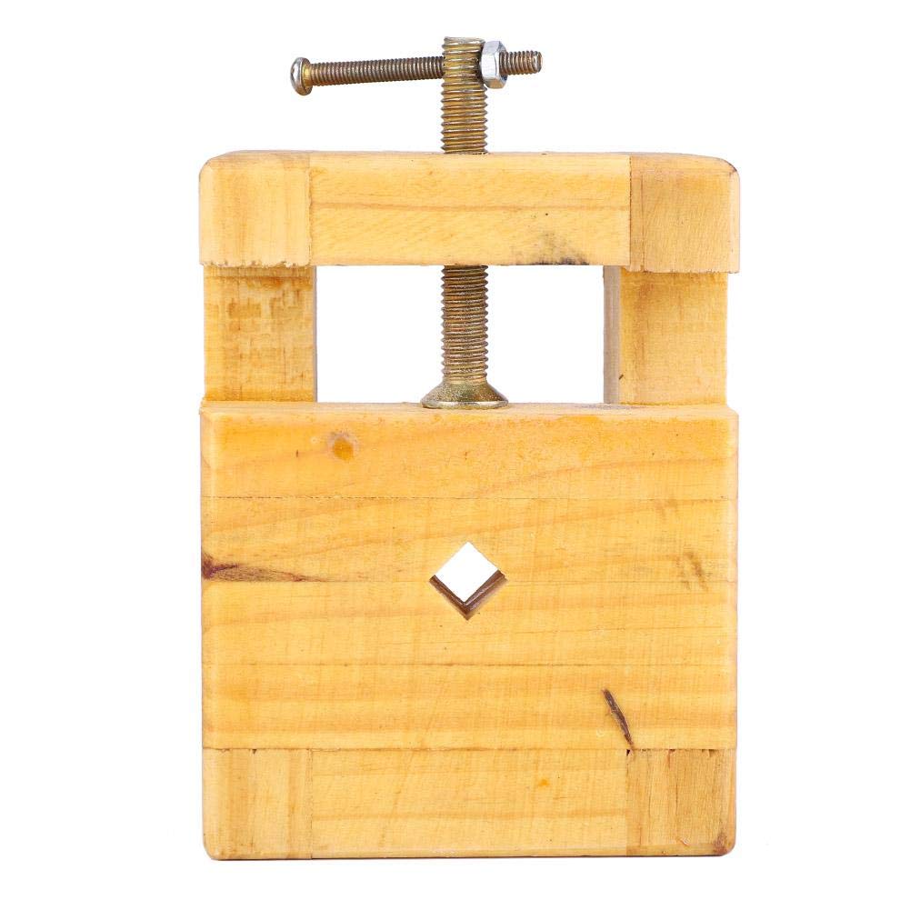 Clamp Vise, 4.5inch Wooden Mini Flat Pliers DIY Table Vise Stamp Clamp for Woodworking Carving(02 Large Stamp Bed)
