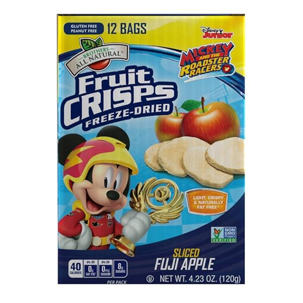 BROTHERS ALL NATURAL DISNEY FREEZE DRIED FRUIT CRISPS, FUJI APPLE, 0.35 OZ (PACK OF 24), MADE WITH 100% FRUIT, GLUTEN FREE, SOY FREE, VEGAN, HEATHY SNACK, LUNCH BOX READY