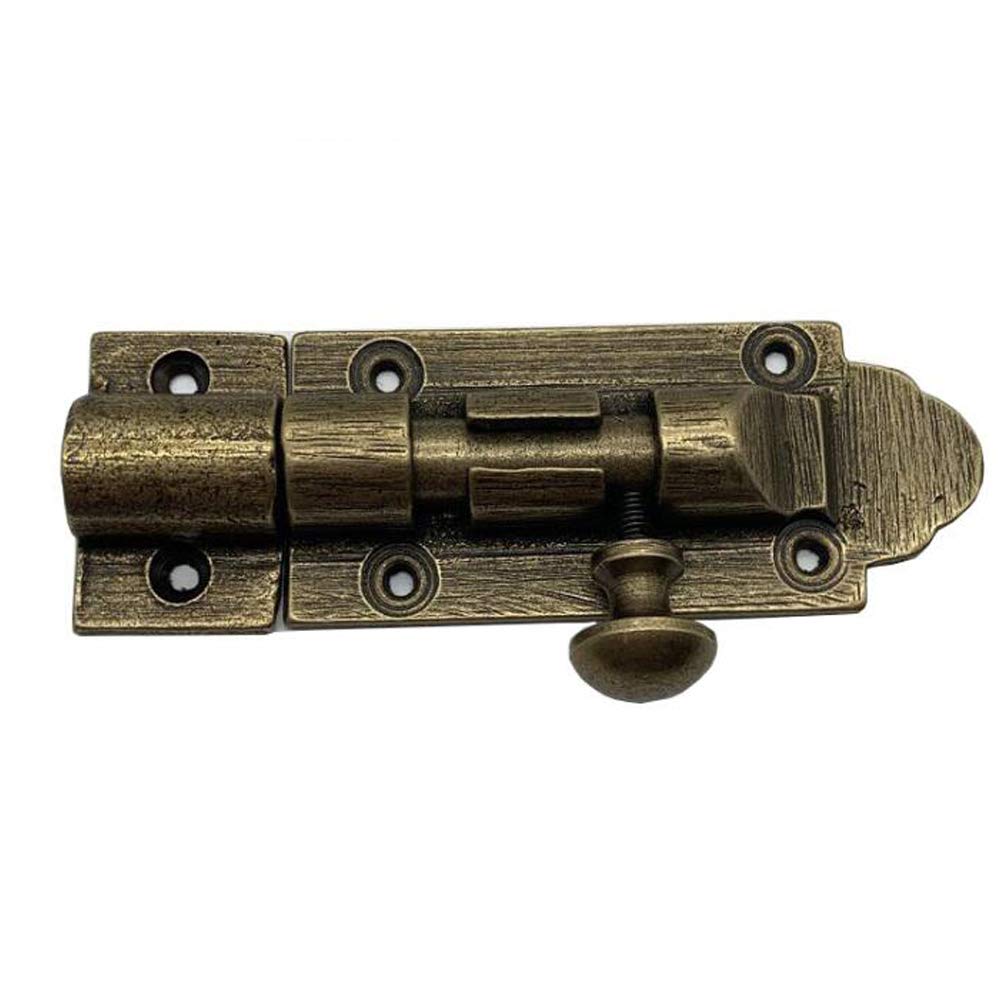 Chiloskit Solid Cast Brass Barrel Bolt Antique Brass Door Slide Latch Lock, Heavy Duty Gate Sliding Bolt Latch (5'')
