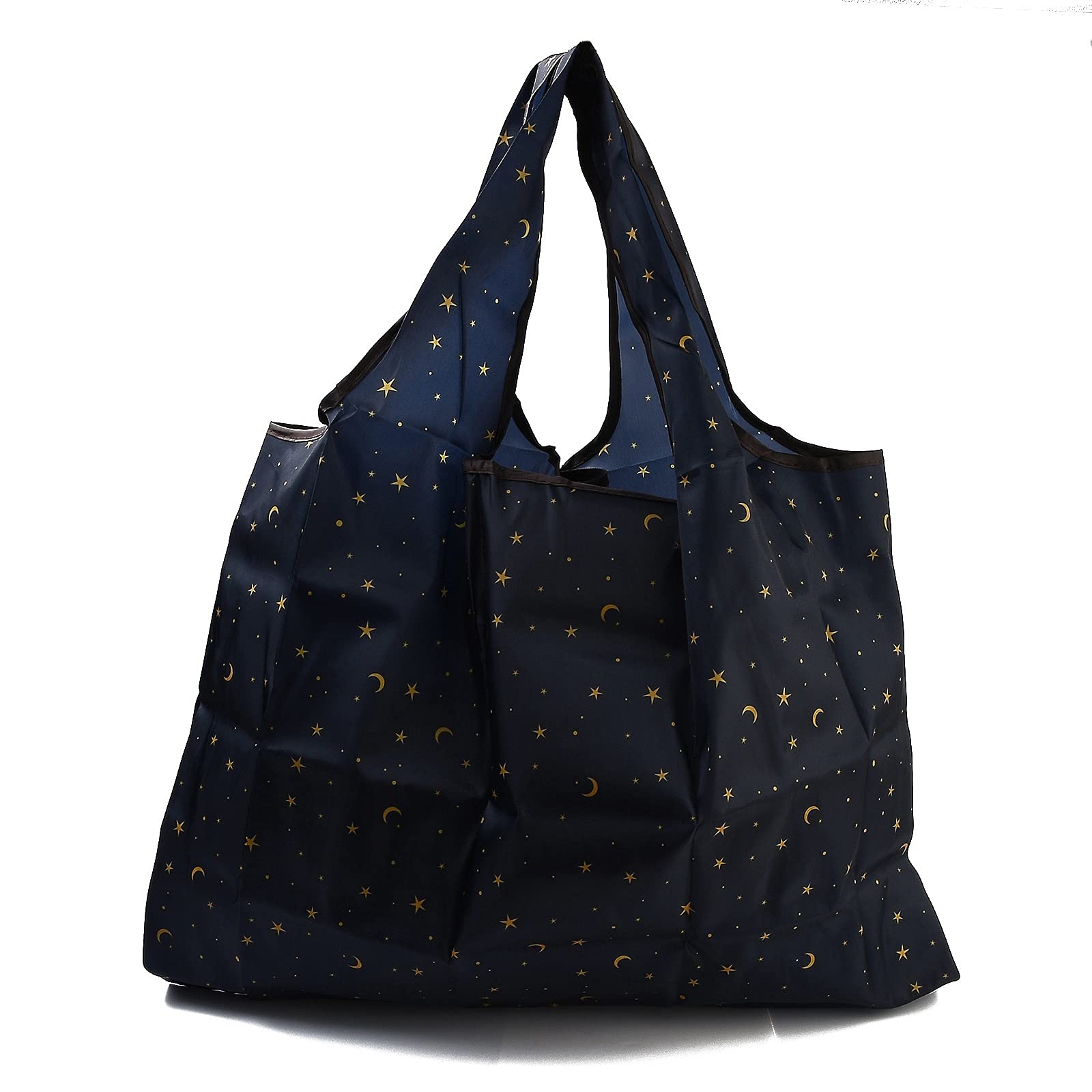 BEEFLYING 3 Pcs Foldable Shopping Bags Nylon Reusable Waterproof Tote Bag Foldaway Shopping Bags for Shopping Travel Outdoor Camping (52.5×60×0.15cm)