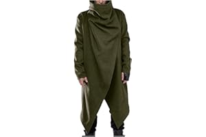 Men Lightweight Casual Cape Cloak Long Length Irregular Hem Pullover Overcoat Hip Hop Slim Poncho Sweatshirt Coat