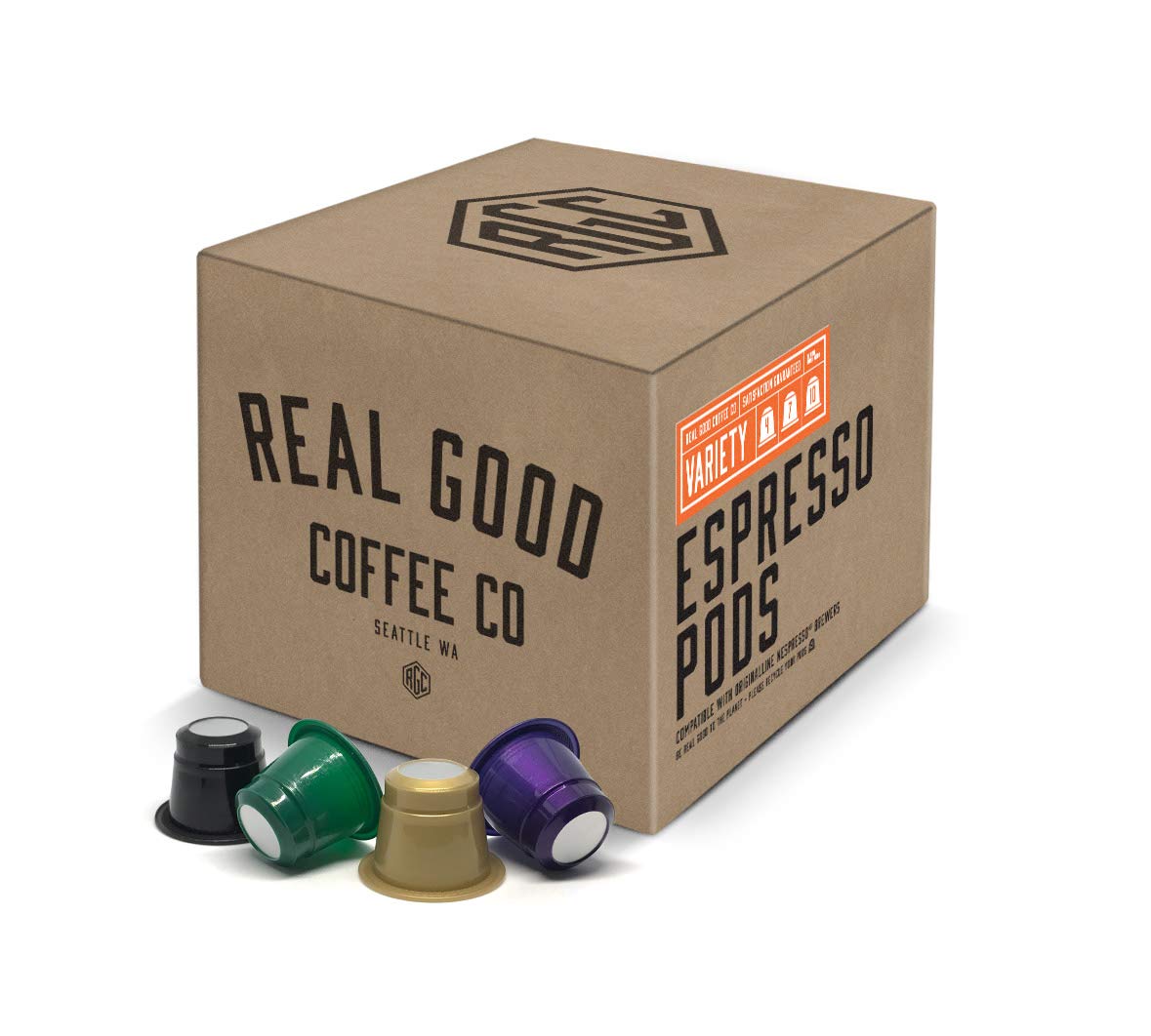 Real Good Coffee Co Recyclable Espresso Capsules, Variety Pack Intensity Espresso Pods, Compatible with Nespresso Original Brewers, 72 Count
