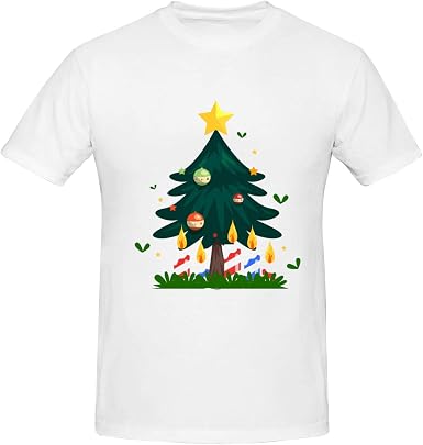 Amazon.com: 177 Christmas Men's Cotton Short Sleeve T-Shirt White: Clothing