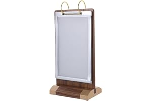 Veemoon Tabletop Flip Advertisement Holder with Metal Frame and Walnut Base, Multi-page Menu Display Stand