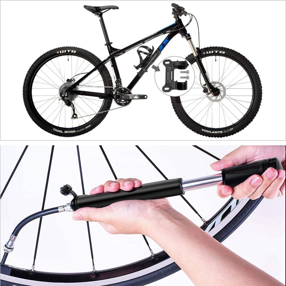 Mempedont Portable Mini Bicycle Pump, Pump Bike, Bike Pumps with Glueless Puncture Repair & Mount Kit, Fits Presta & Schrader for Road, Mountain & BMX Bikes, 100 PSI High Pressure, Fast Tire Inflation : Sports & Outdoors