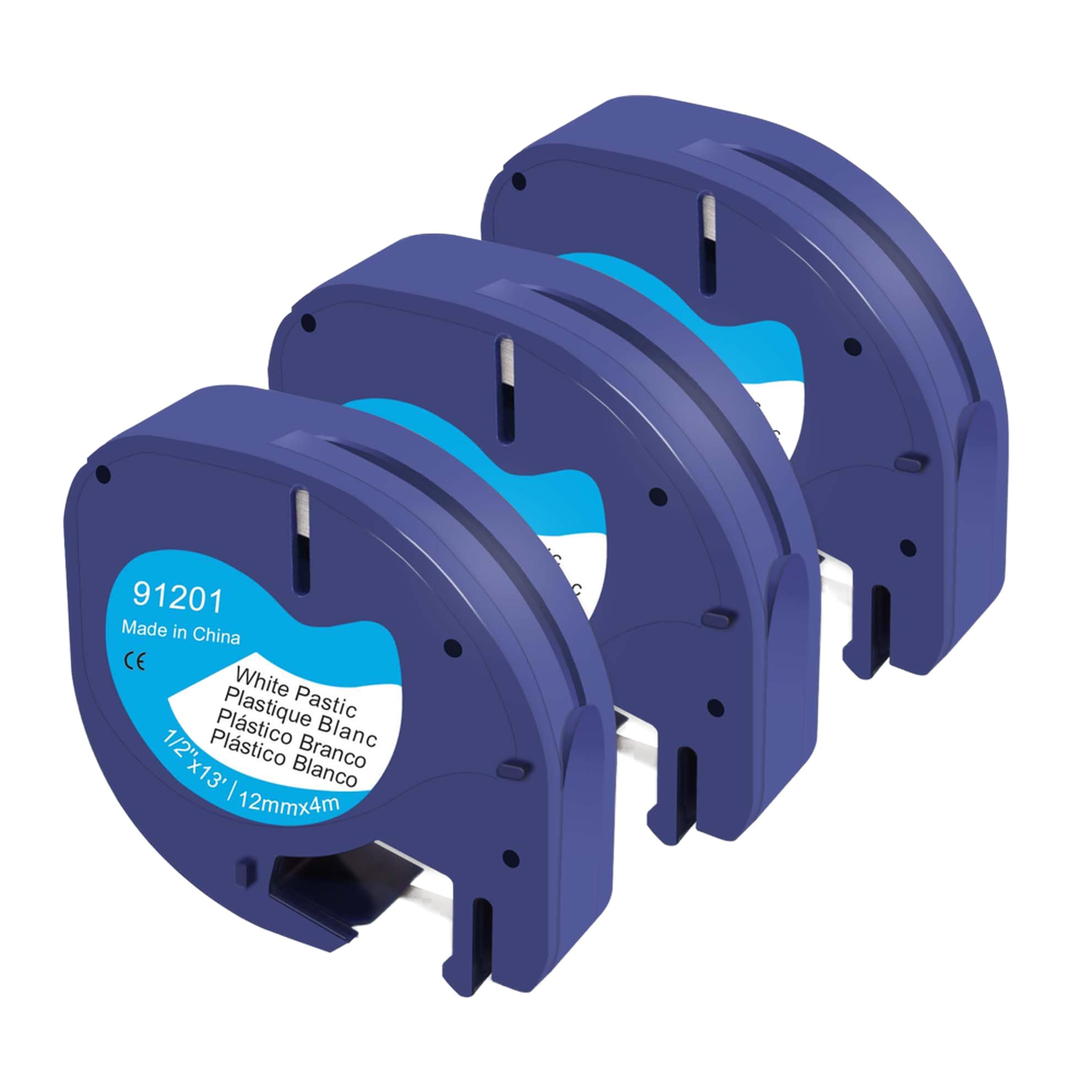 3 x Molabel Label Tape Compatible with Dymo Letratag S0721610 91201 12 mm x 4 m Black on White Plastic Letratag Tape for LT-100H LT110T LT-100T Label Printers Black On White