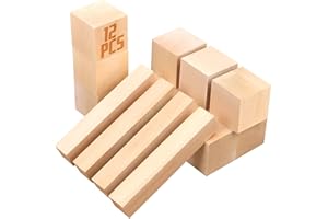 HIMOMO 12 Pcs Wood Carving Kit Wood Carving Tools Bass Wood for Wood Carving Whittling Wood Kit for Beginners Wood Carving Blocks Tools Set Basswood Carving Blocks for Crafting Spoon Carving Tools