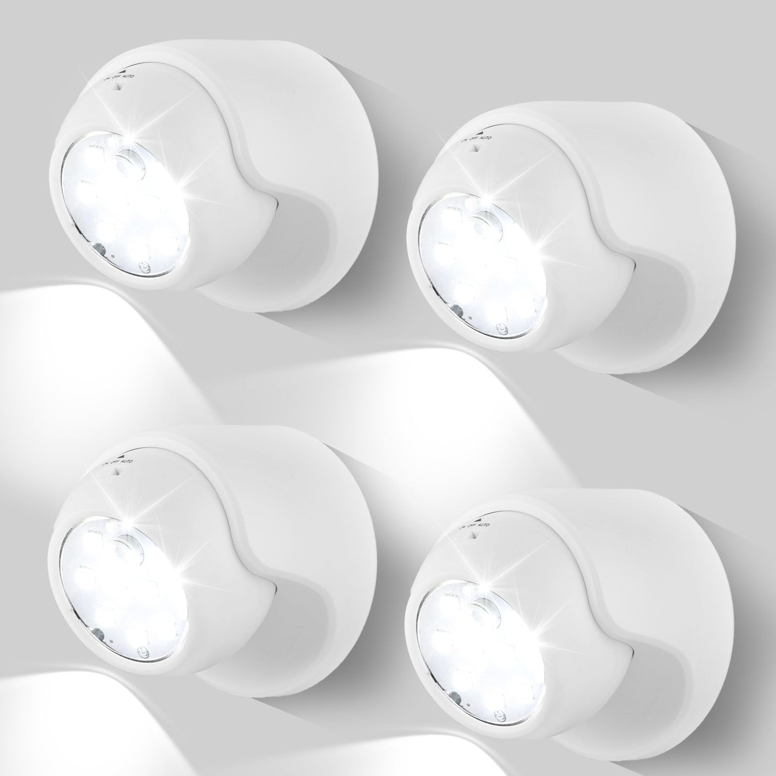 Photo 1 of Motion Sensor Outdoor Lights - Outdoor Motion Sensor Light Battery Operated Wireless Spotlight Motion Detector Security Light Auto On Off for Sheltered Porch Stair Hallway Garage Wall Shed (4 Pack)