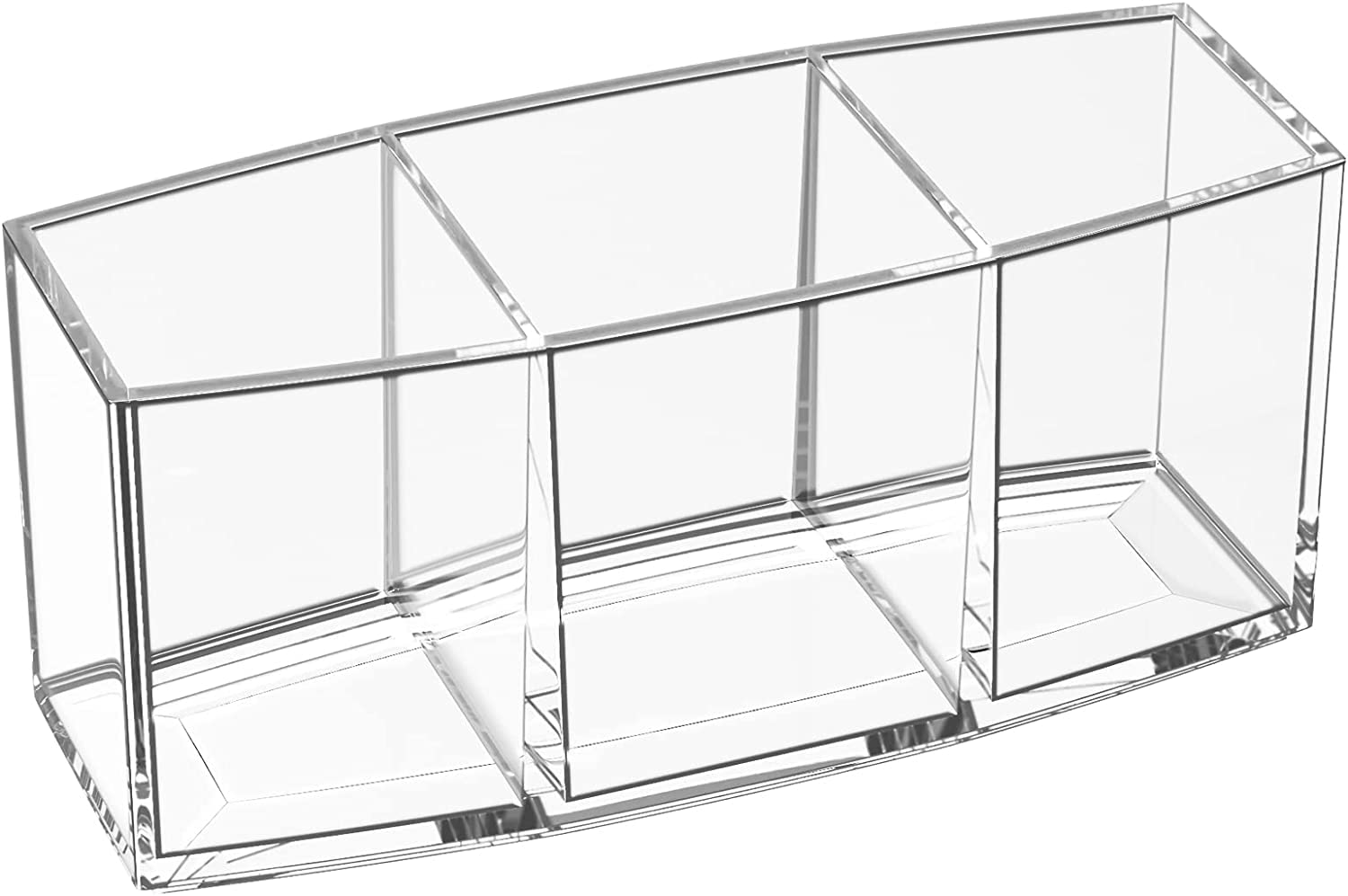 OWAYOTO Makeup Brush Holder Clear Organizer Acrylic Cosmetic Brushes Cosmetic Storage Pen Holder Eyeliners Eyebrow Pencil Display Case with 3 Slots