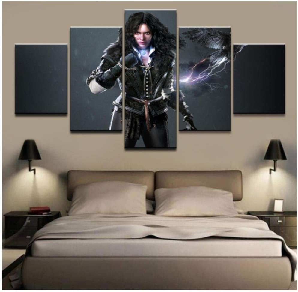 Junewind Canvas Painting 5 Piece The Witcher Yennefer of Vengerberg Canvas Printed Game Poster Home Decor Canvas Painting Wall Art Picture Modern Artwork-SIZE2