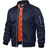 TACVASEN Mens Bomber Jacket Windproof Windbreaker Thermal Quilted Jacket Warm Winter Padded Coats