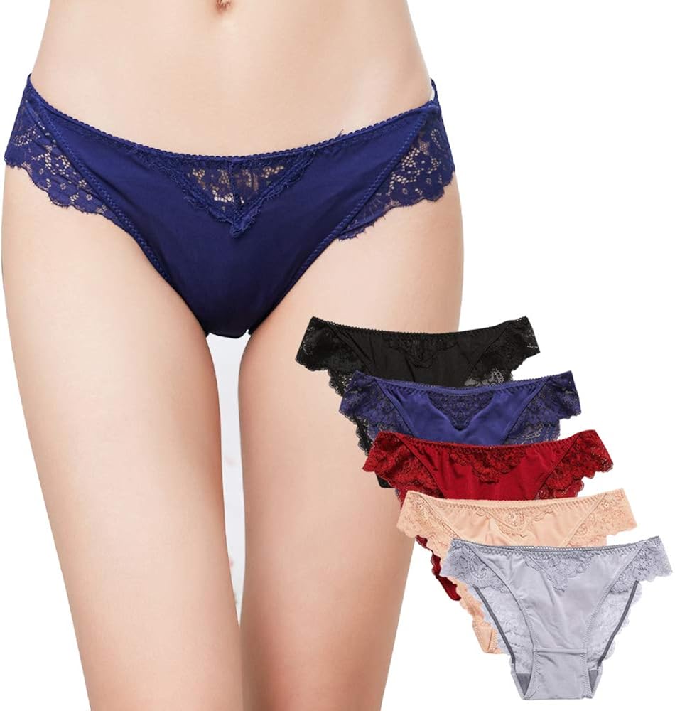 KUKOME Women's Lace Underwear Birefs Soft Hipster Panties Comfort Bikini Underwear for Ladies at  Women’s Clothing store