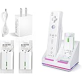 2pcs Rechargeable Battery Pack Compatible with Wii WiiU Remote, Conroller Charger Station Compatible with Wii Battery, Include Wall Adapter (NOT Include Controller)
