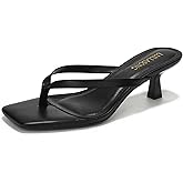 LULLASONG Women's Kitten Heels Sandals Square Open Toe Flip Flop Heels 1.8-2 Inch Heeled Sandals for Women