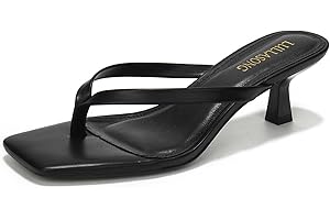 LULLASONG Women's Kitten Heels Sandals Square Open Toe Flip Flop Heels 1.8-2 Inch Heeled Sandals for Women