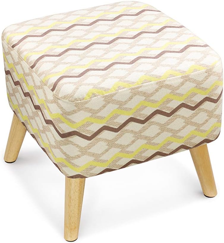 JYKOO Ottoman Footstool, Shoe Bench Fabric Sofa Stool, Solid Wood Foot Stool,G