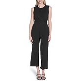 Calvin Klein womens Sleeveless High Neck Cross Wiast Crepe Capri Jumpsuit