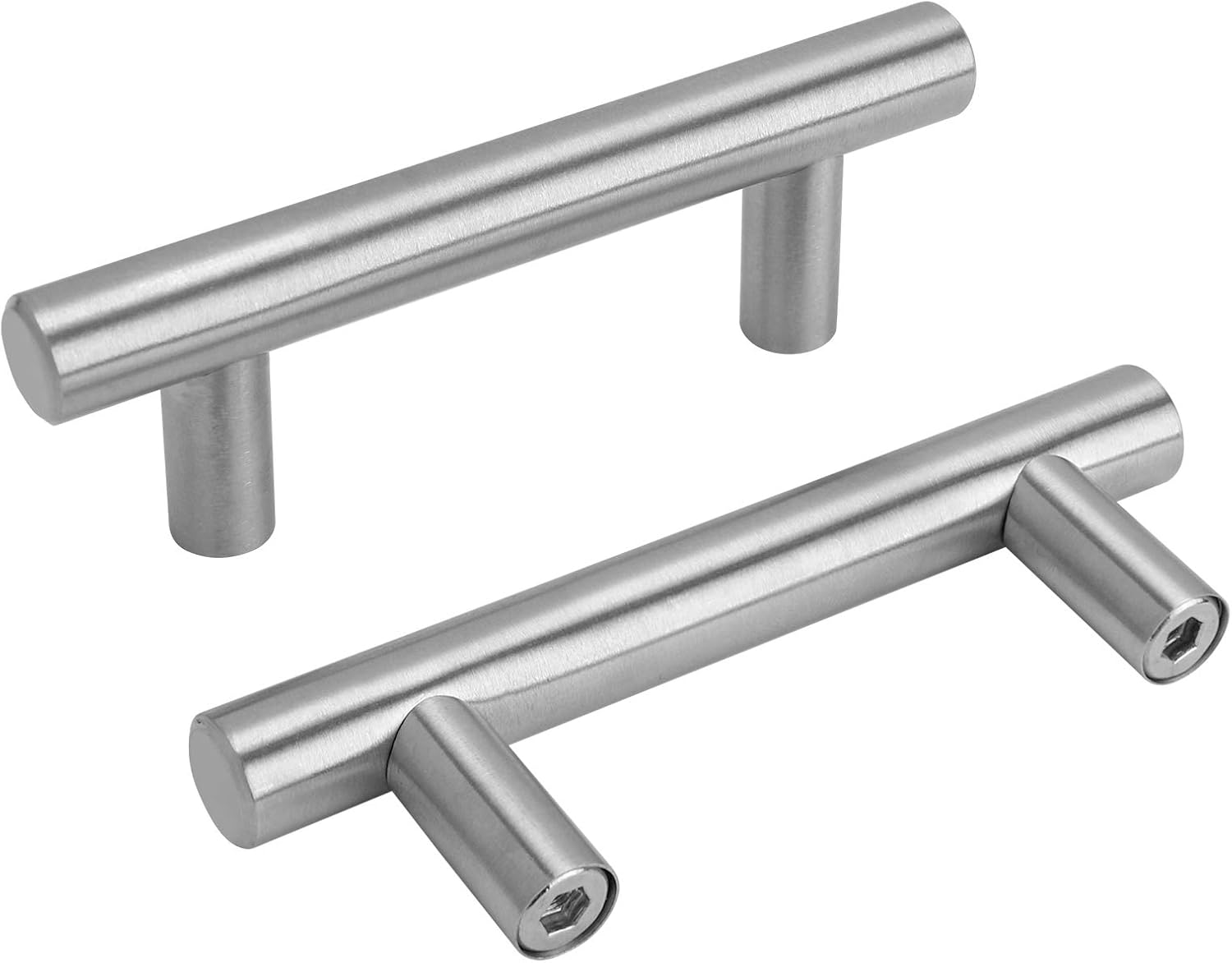 LS201BSS T Kitchen Cupboard Door Pull Handles Hollow Stainless Steel Furniture Handles Railing Handle with Screws Pack of 15