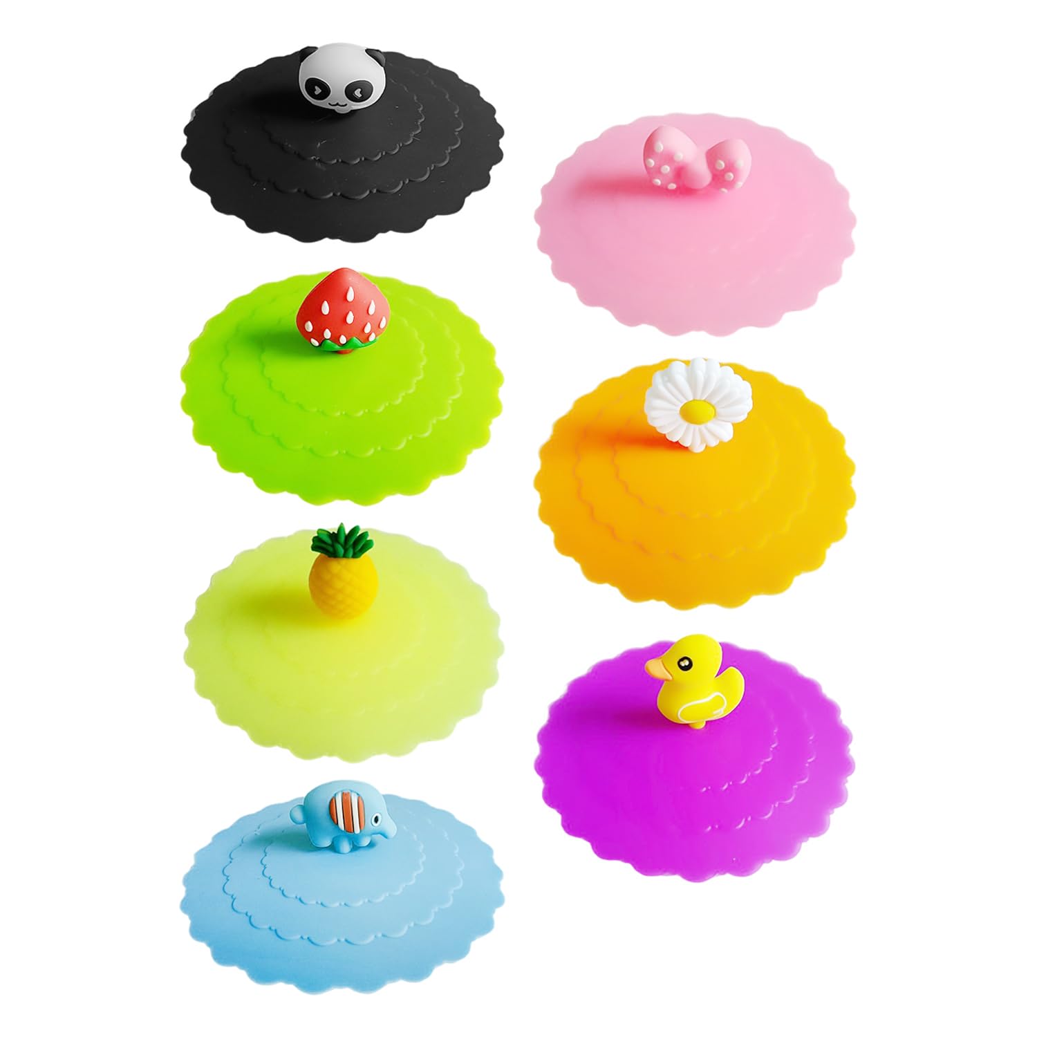7 Cartoon Cup Lids, Cute Decorative Cup Lids, Beverage Can Lids, Leak-Proof Cup Lids, Reusable Cup Lids