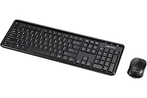 Amazon Basics 2.4GHz Wireless Computer Keyboard and Mouse Combo, Quiet and Compact US Layout (QWERTY), Black