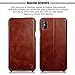 iPhone X Case,Benuo [Vintage Classic Series]Genuine Leather Folio Flip Corrected Grain Leather Case,Ultra Slim,Handmade Style with Magnetic Closure for Apple iPhone X/iPhone 10 (Brown)