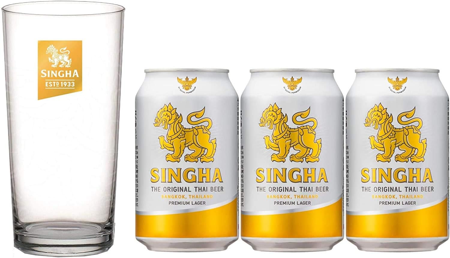 Amazon Co Jp Amazon Co Jp限定 Amazon Co Jp限定 シンハー 3缶グラスパック タイ 330ml 3本 ラガービール 330ml 3缶 食品 飲料 お酒