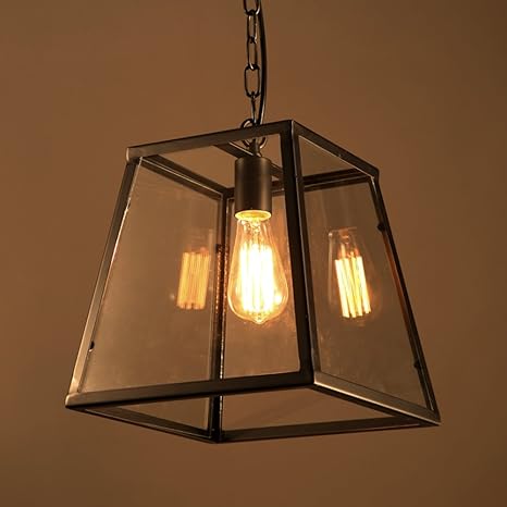 Vintage Glass Box Pendant Chandelier Led Hanging Lighting