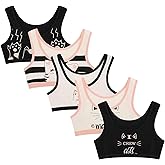 Donella Girls Training Bras - Soft Cotton Kids Sports Bra, 5 Pack Crop Tops