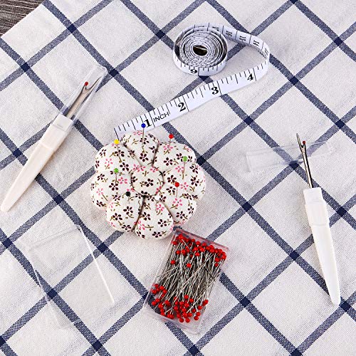 AKWOX 600 Pieces Sewing Pins, Sewing Kit (Glass Head Pins, Sewing Seam Ripper, Sewing Pin Cushion and Soft Tape Measure) for Dressmaking Jewelry Components Flower Decoration - Thumbnail 3