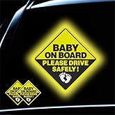 2Pack Baby On Board Sticker for Cars- Please Drive Safely High Intensity Reflective Waterproof Vinyl Baby Safety Car Signs for Rear, Side Windows, Bumpers
