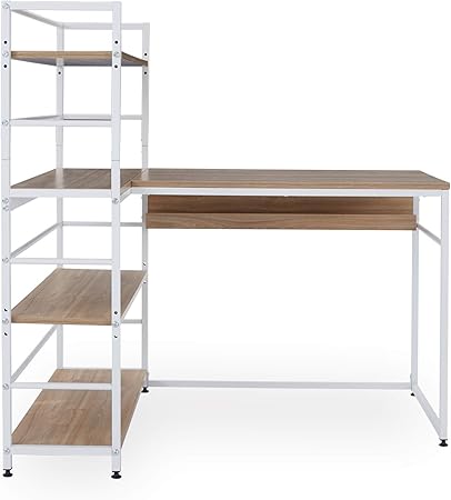 Amazon Lowya ロウヤ パソコンデスク コーナーデスク L字 デスク 本棚付き 収納付き ワークデスク ホワイト 文房具 オフィス用品 文房具 オフィス用品