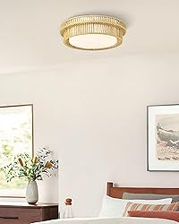 LED Rattan Ceiling Light, HWH Boho Light Fixtures