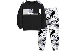 Qetobolly Boys Clothes Long Sleeve T-shirt and Camouflage Pants 2PC Fall Winter Outfits Kids Clothes Boys for 6-16 Years